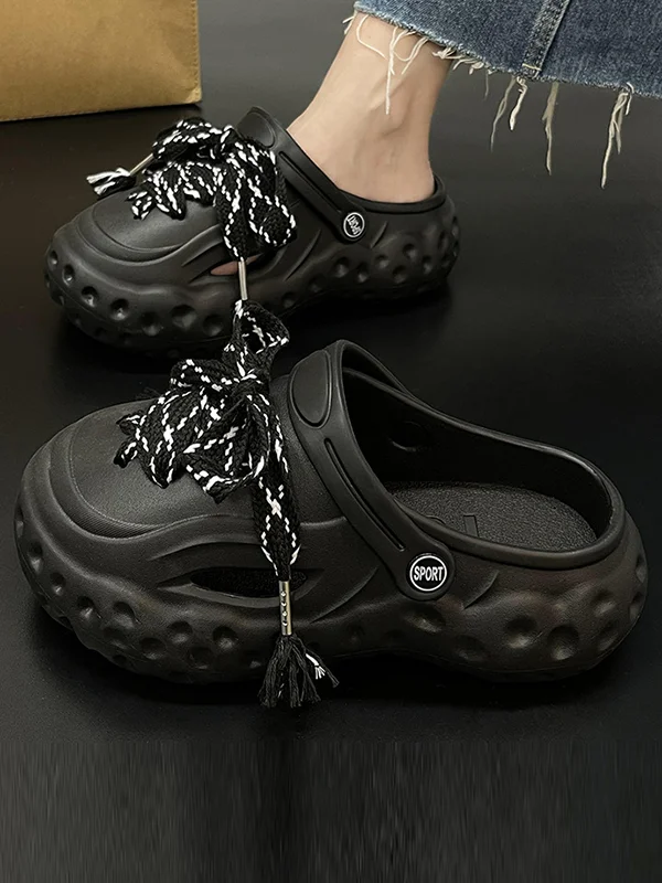 Hollow Round-Toe Crocs Slider Sandals