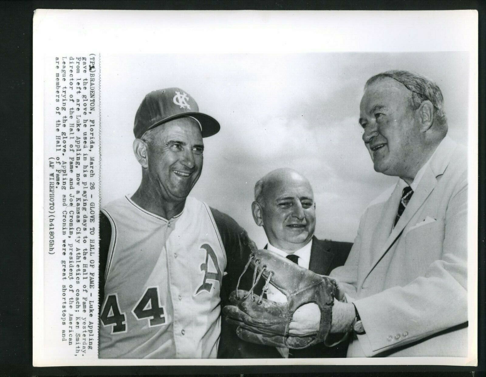 Luke Appling Ken Smith Joe Cronin 1964 Press Photo Poster painting Kansas City Athletics