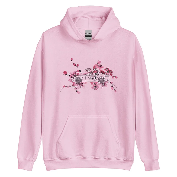 Print Car Outline Hoodie, Cherry Blossom Hoodie