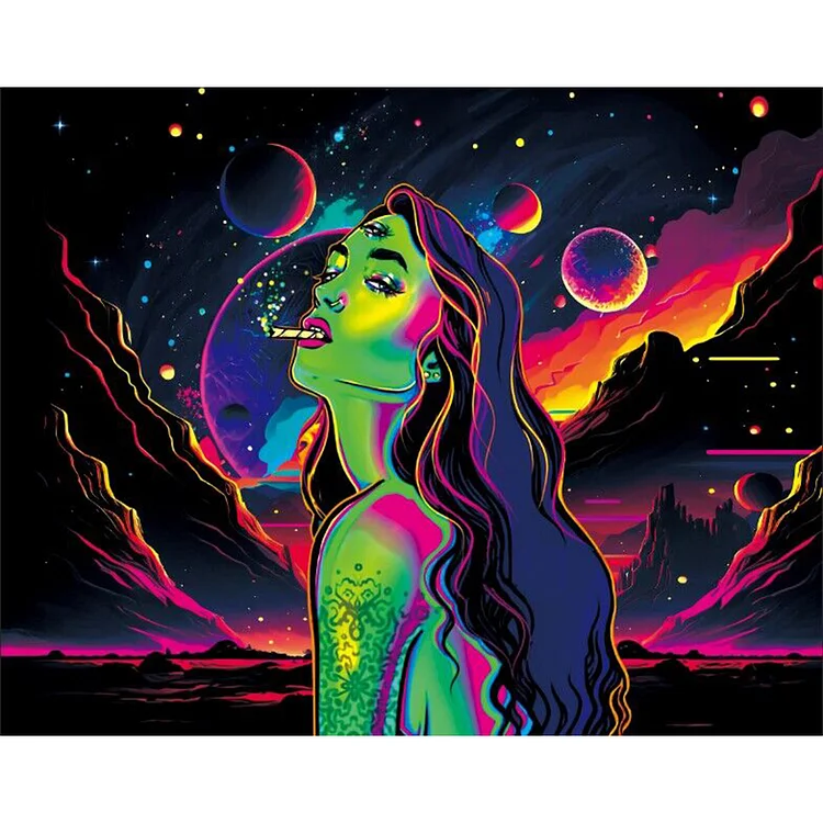 Girl Fluorescent  - Black Light Tapestry