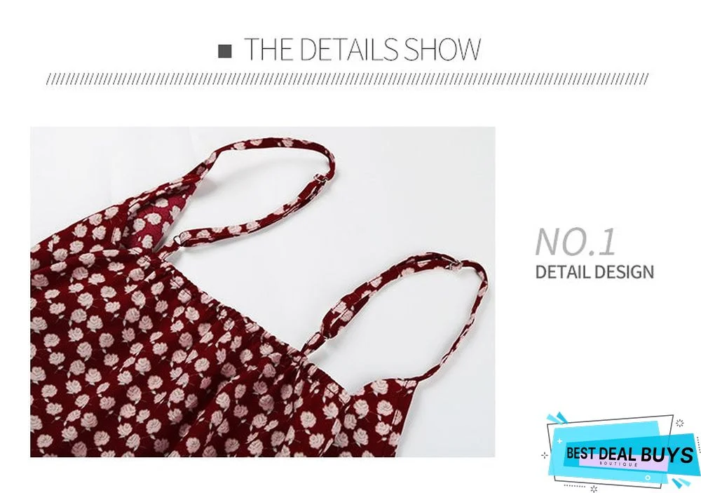 Summer Printing Irregular Ruffled Suspenders Dress Women