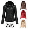 (407013)Dwuczęściowy komplet sk&oacute;rzanej kurtki Zara z kapturem