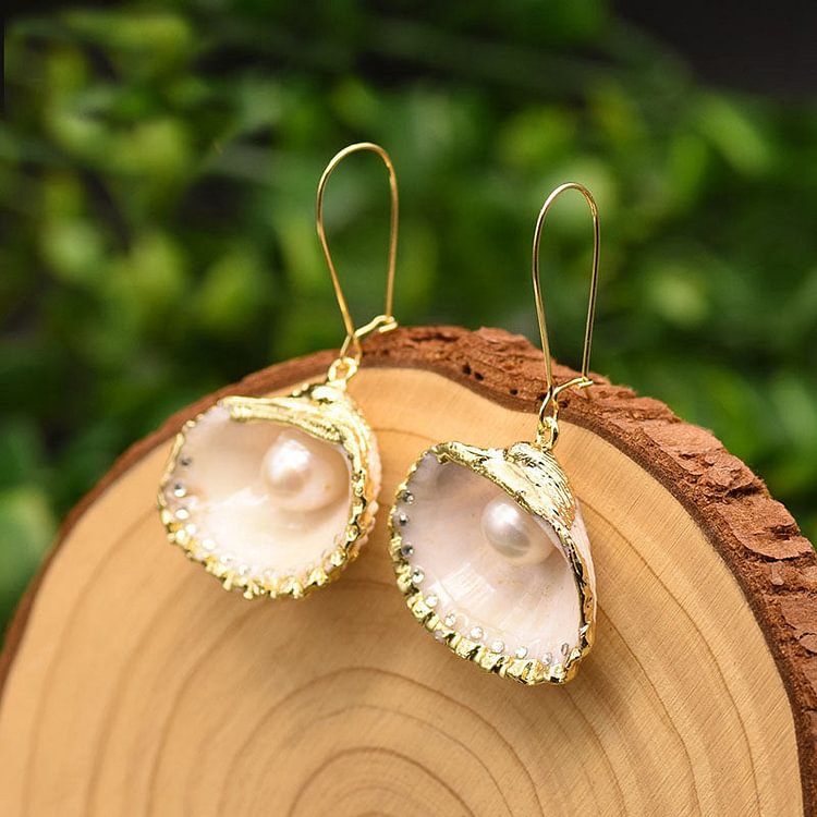 Freshwater Pearl Shell Earrings In 925 Silver