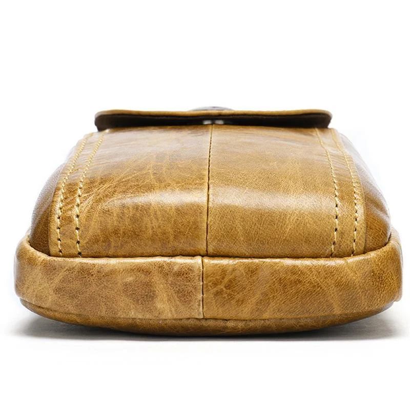 Men's Solid Color Leather Mini Belt Bag