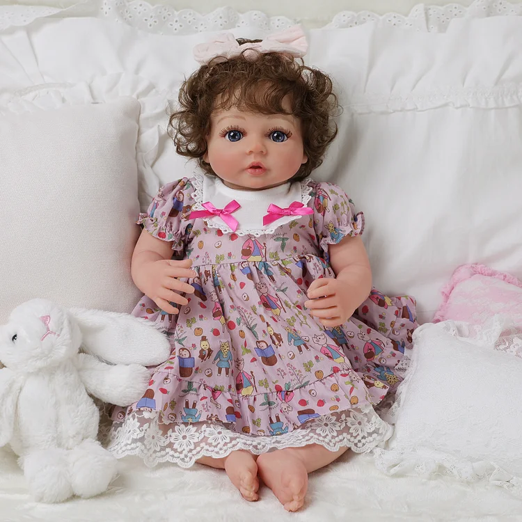 [50% OFF] Babeside 20'' Adorable Reborn Baby Doll Blue Eyes Charming Girl Lara - Floral Dress