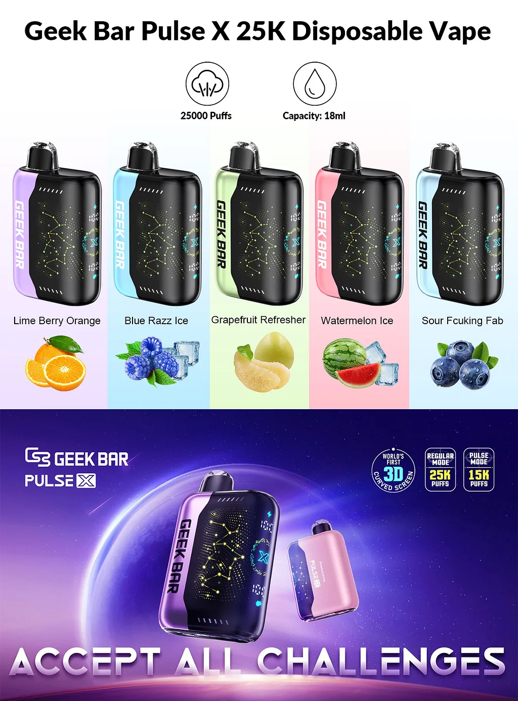 Geek Bar Pulse X Blackberry B Pop Flavor Blackberry B Pop GEEK BAR Pulse X  25K Disposable Vape
