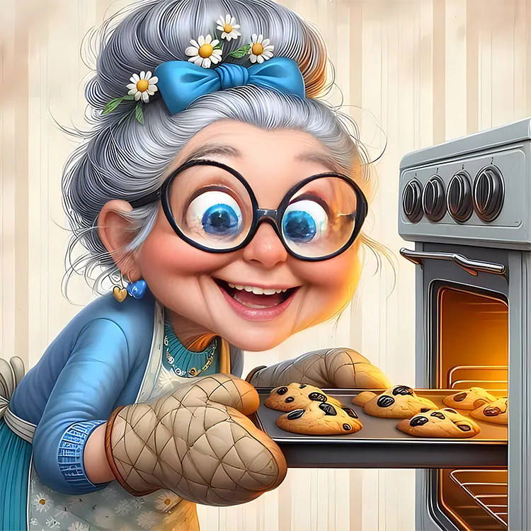 Funny Old Lady 30*30CM (Canvas) Full Round Drill Diamond Painting gbfke