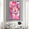 Diamond Painting -DIY Round Partial AB Drill Pink Butterfly Girl(45x75cm)