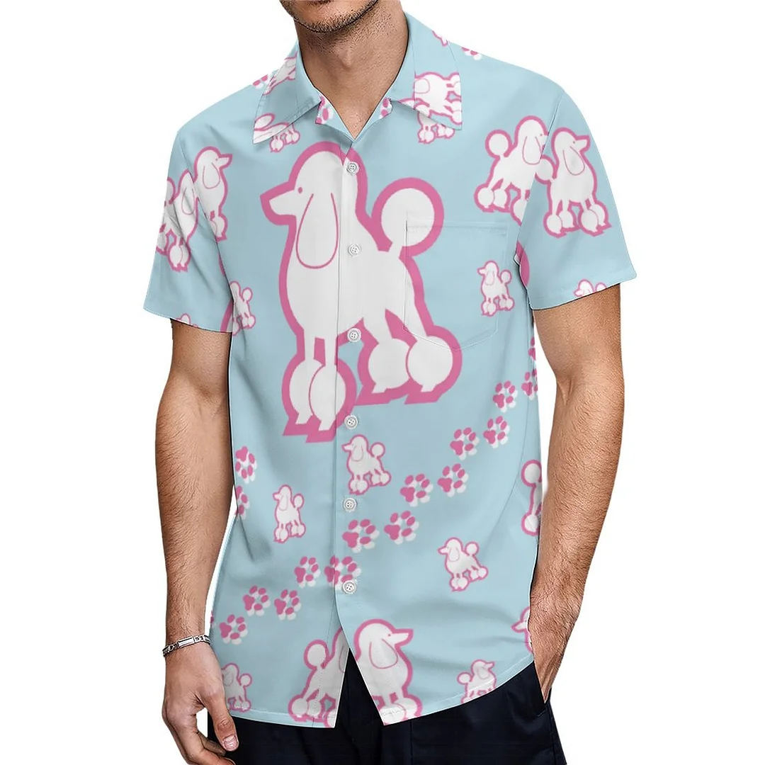 Short Sleeve Toy Poodle Pet Puppy Hawaiian Shirt Mens Button Down Plus Size Tropical Hawaii Beach Shirts