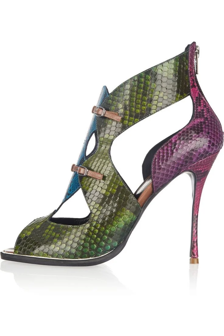 Multicolor Cut out Snakeskin Stiletto Pumps Vdcoo