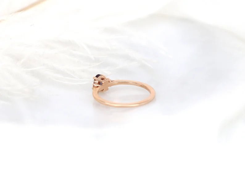 Rose Gold Dainty 3 Stone Stack Ring,Oval Cluster RingBirthstone Ring