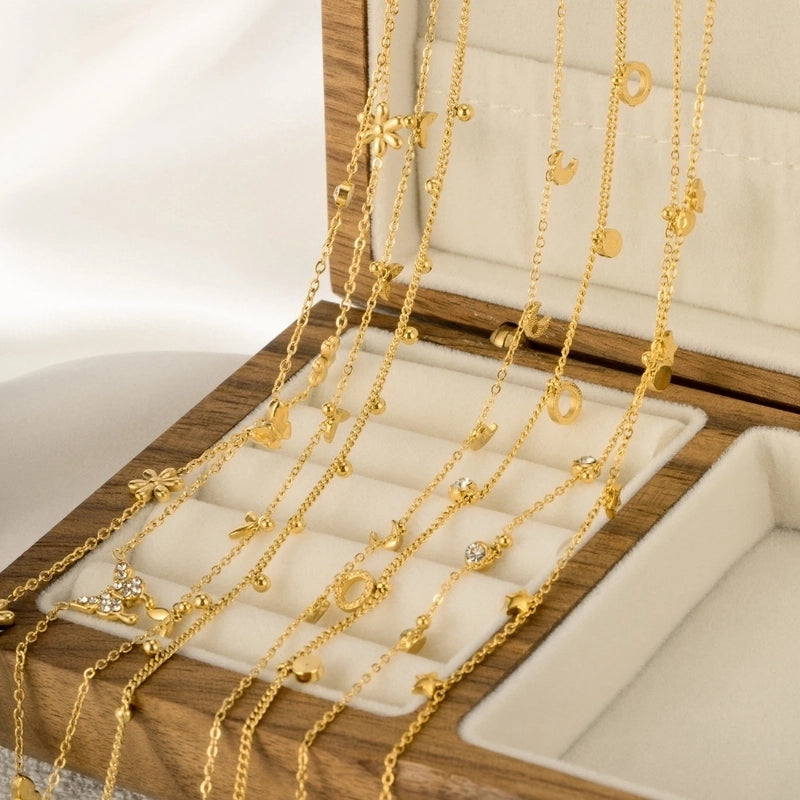 Basic Modern Style Classic Style Heart Shape Flower Fish Tail Titanium Steel Zircon Plating Inlay Pendant Necklace