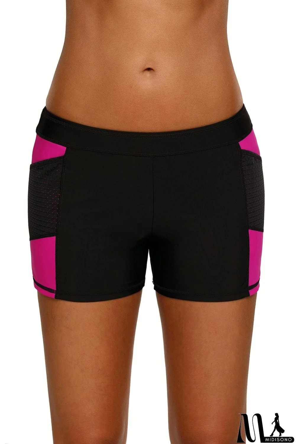 MidiSono - Rosy Side Mesh Insert Sports Boardshort