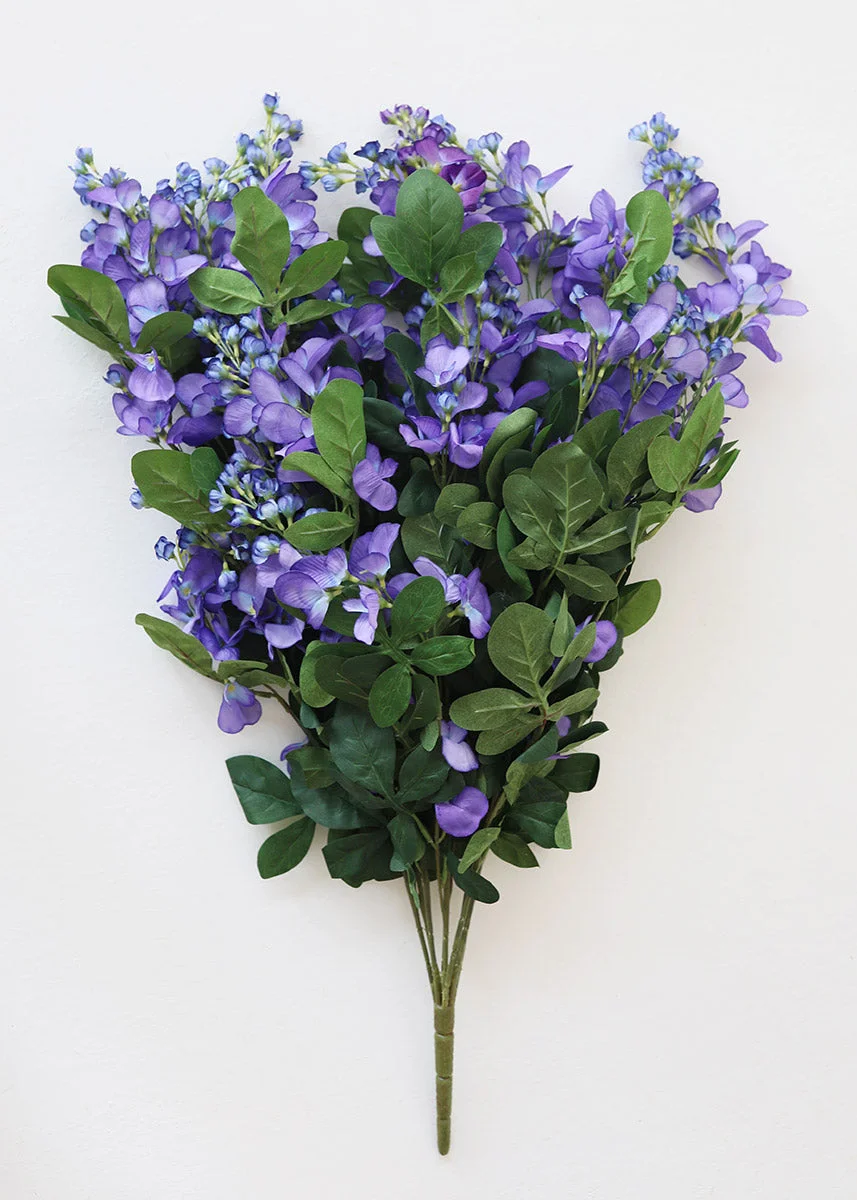 Violet Blue Silk Hanging Wisteria Bush - 31"