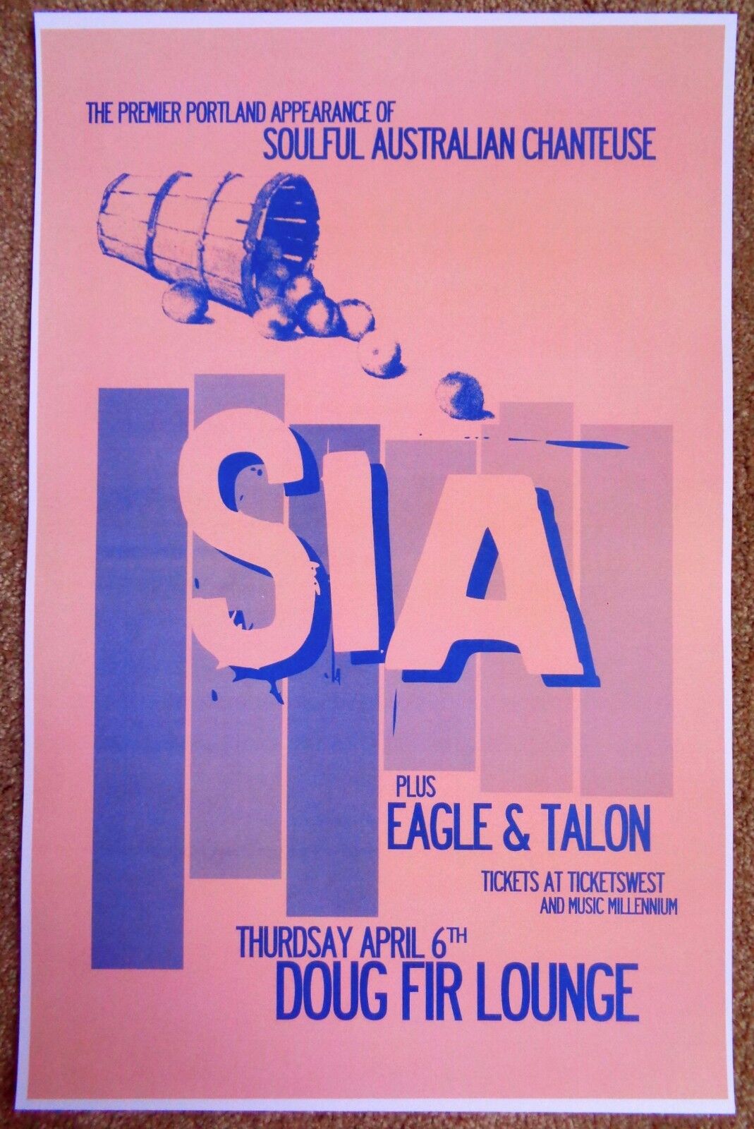 SIA Furler 2006 Gig POSTER Portland Oregon Concert