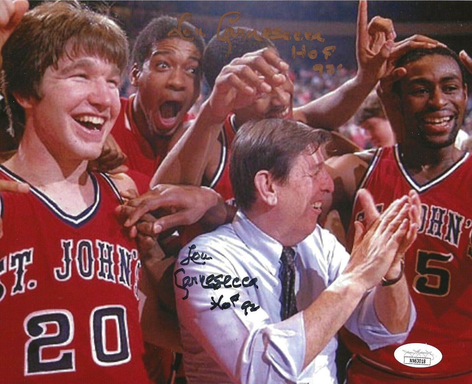 Lou Carnesecca signed St John's Red Storm 8x10 Photo Poster painting autographed W/ HOF 3 JSA