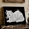 DIY Pearl Painting Cat for Home Wall Decor with Frame(20x30cm)