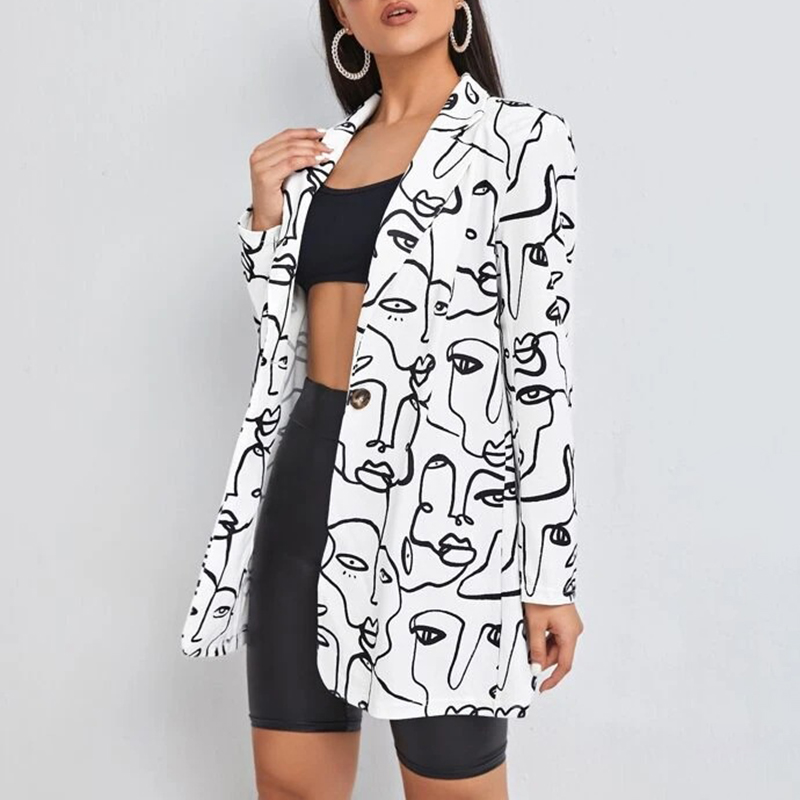 Face line graffiti print jacket wearshes