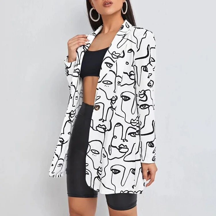 Face line graffiti print jacket