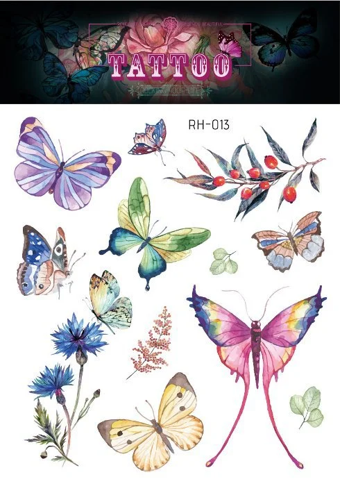 24 Kinds 3D Butterfly Tattoo Flowers Watercolor Temporary Body Art Sticker Disposable Make Up Concealer tatouage temporaire