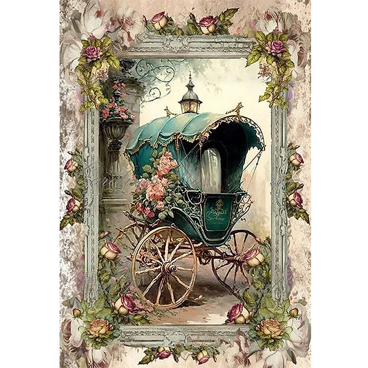 【Huacan Brand】Retro Poster - Carriage 14CT Stamped/Counted Cross Stitch 40*60CM