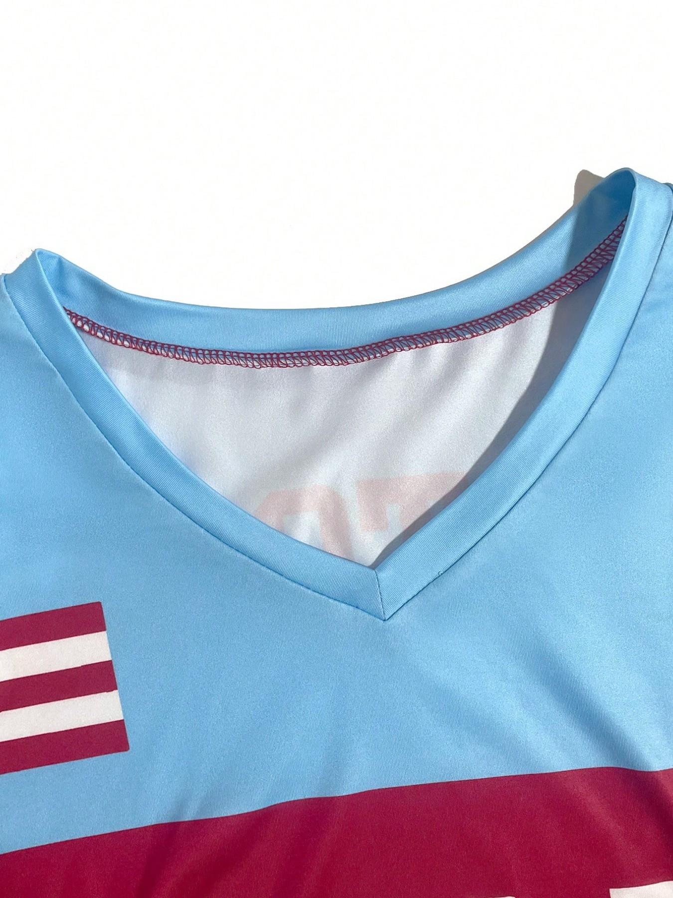 Women's Puerto Rico Soccer Jersey, Y2K Streetwear Tee, Loose Breathable All-Over Print Athletic Top