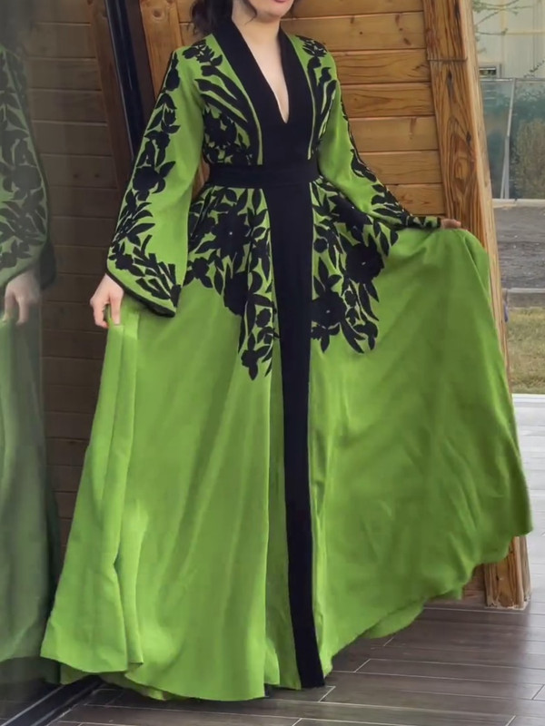 Light Vintage Elegant V-neck Floral Dress | Oxredo Shop Ramadan Sale