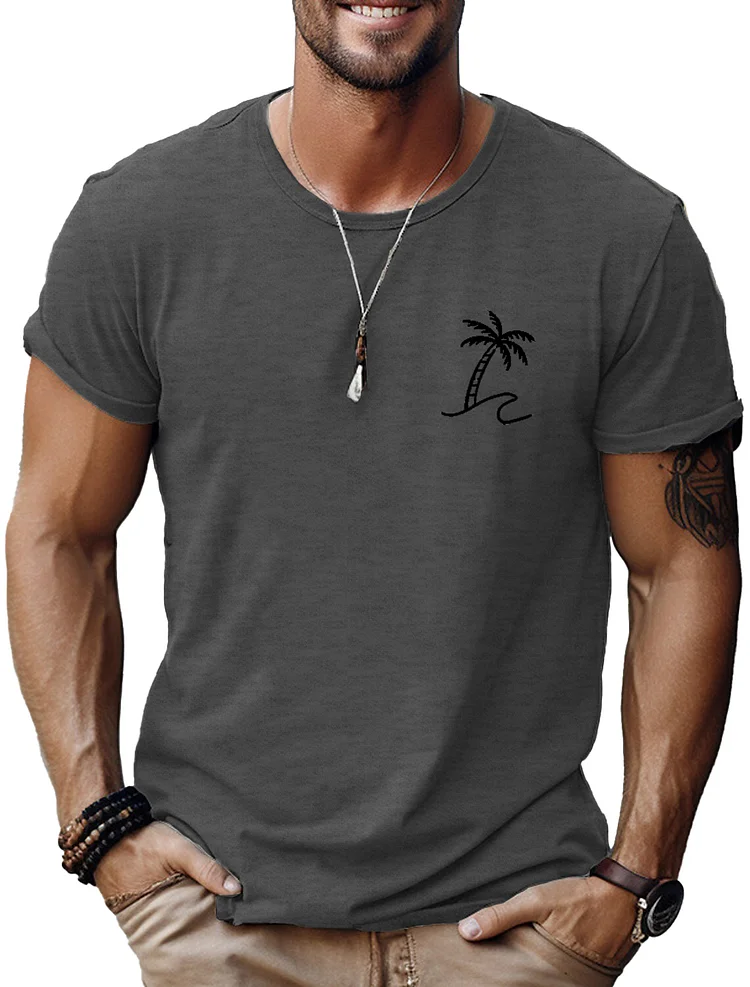 Men's Fashion Casual Coconut Print Short Sleeve T-Shirt