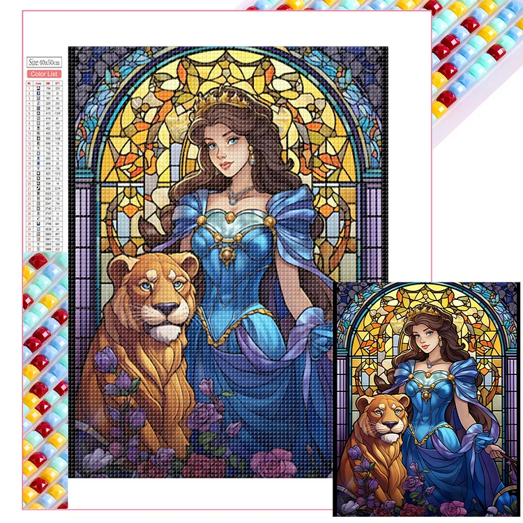 Full Square Diamond Painting - Lion And Princess 40*50CM