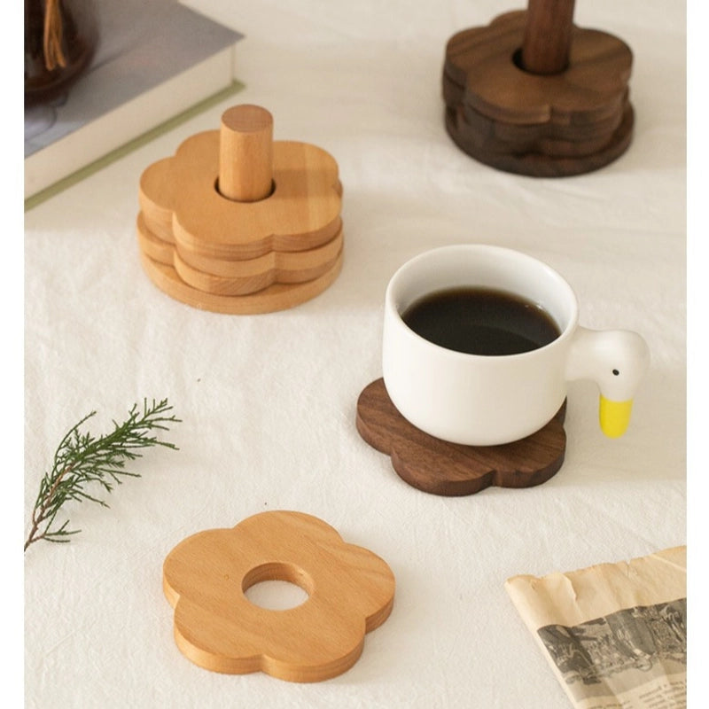 Japanese Style Cookie Coaster Beech Wood Black Walnut Wood Insulation Mat Placemat Coaster Cute Simple Pat Wind Insulation Mat