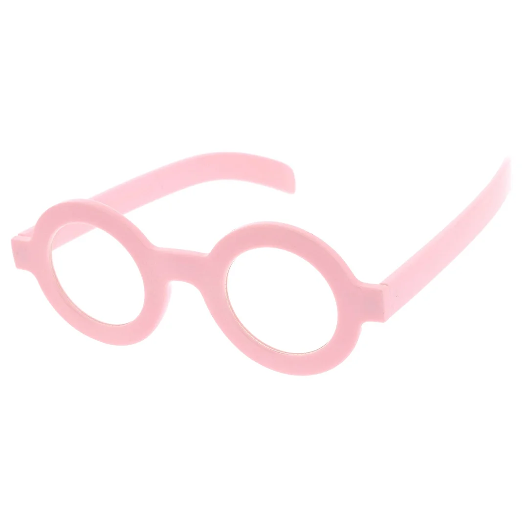 Bold Thick Frame Flat Clear Lens Round Eyeglasses 39mm