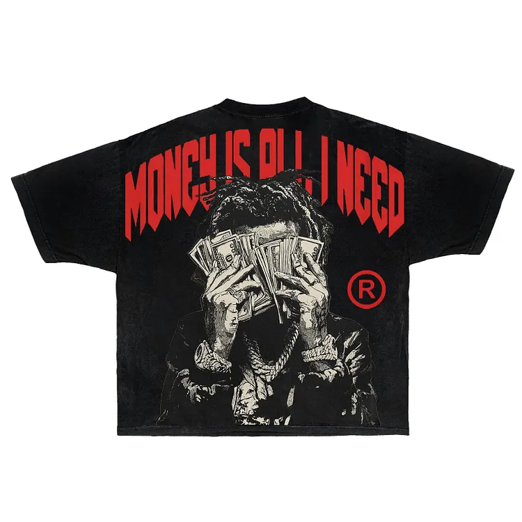 Vintage Money Is All I Need Portrait Graphic Cropped T-shirt