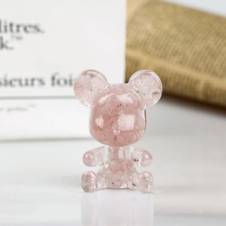 Cute Crystal Bear Gemstone Decoration-Rose Quartz