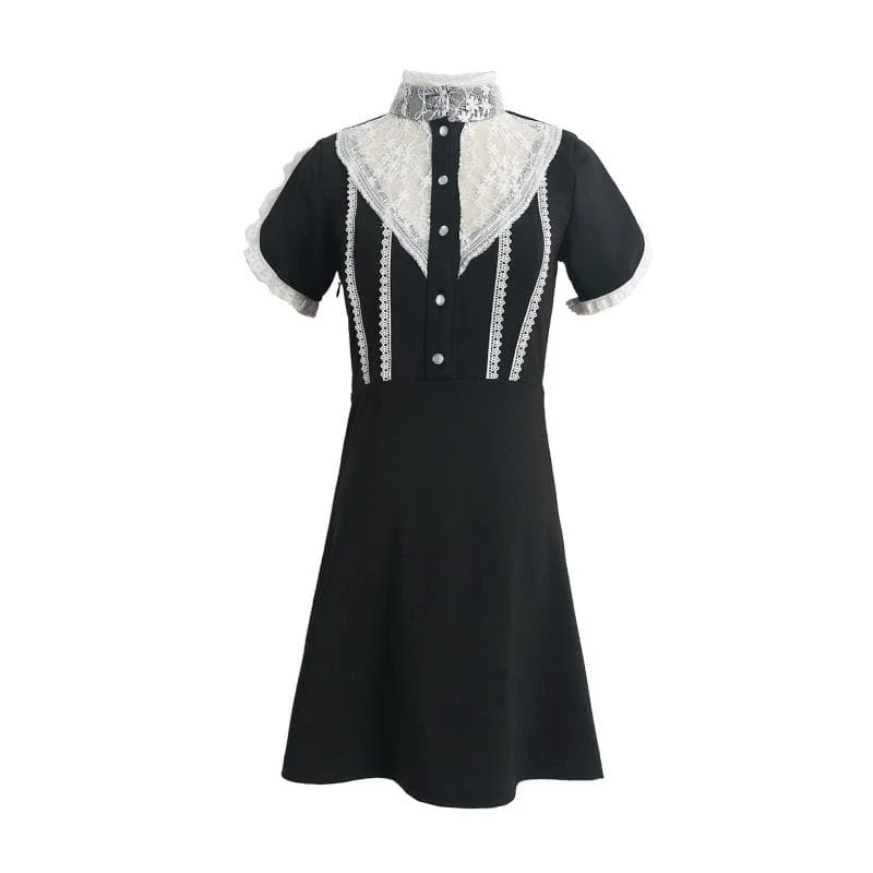 Black Sweet Vintage Lace Dress SP13396