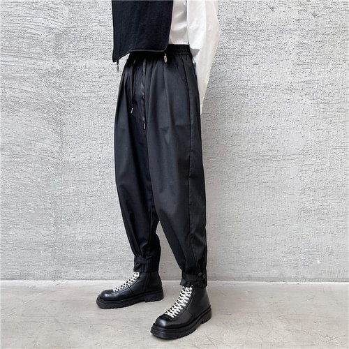 Dawfashion-Dark Loose Straight Drape All-match Cropped Trousers-Yamamoto Diablo Clothing