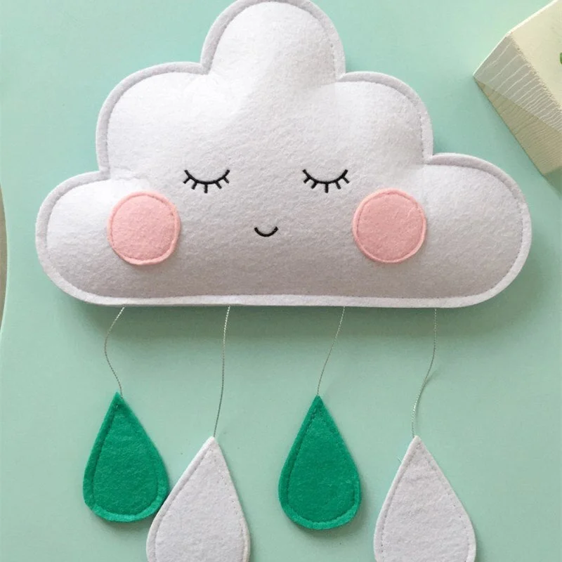 Ins Felt Cloud Raindrop Pendant Wall Hanging Ornaments Nordic Style  Kids Room Decorations Baby Tent Nursery Decor Photo Props