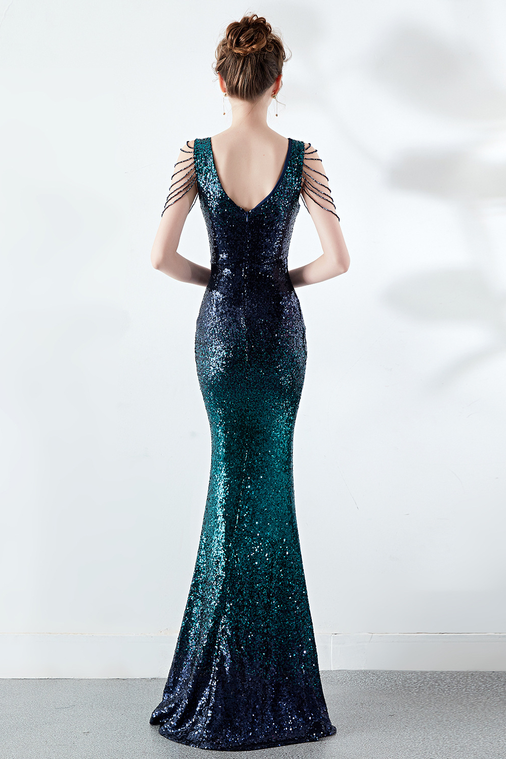 Gorgeous Ombre Sequins Mermaid Prom Dress Long Evening Gowns With ...