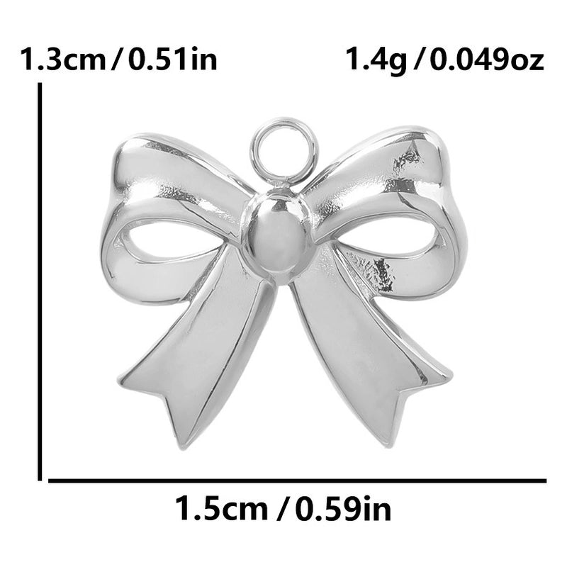 5 Pieces 28*20mm 28*42mm 33*29mm 304 Stainless Steel 18K Gold Plated Bow Knot Polished Pendant