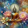 Bouddha-Rond Diamant Peinture-40*40CM