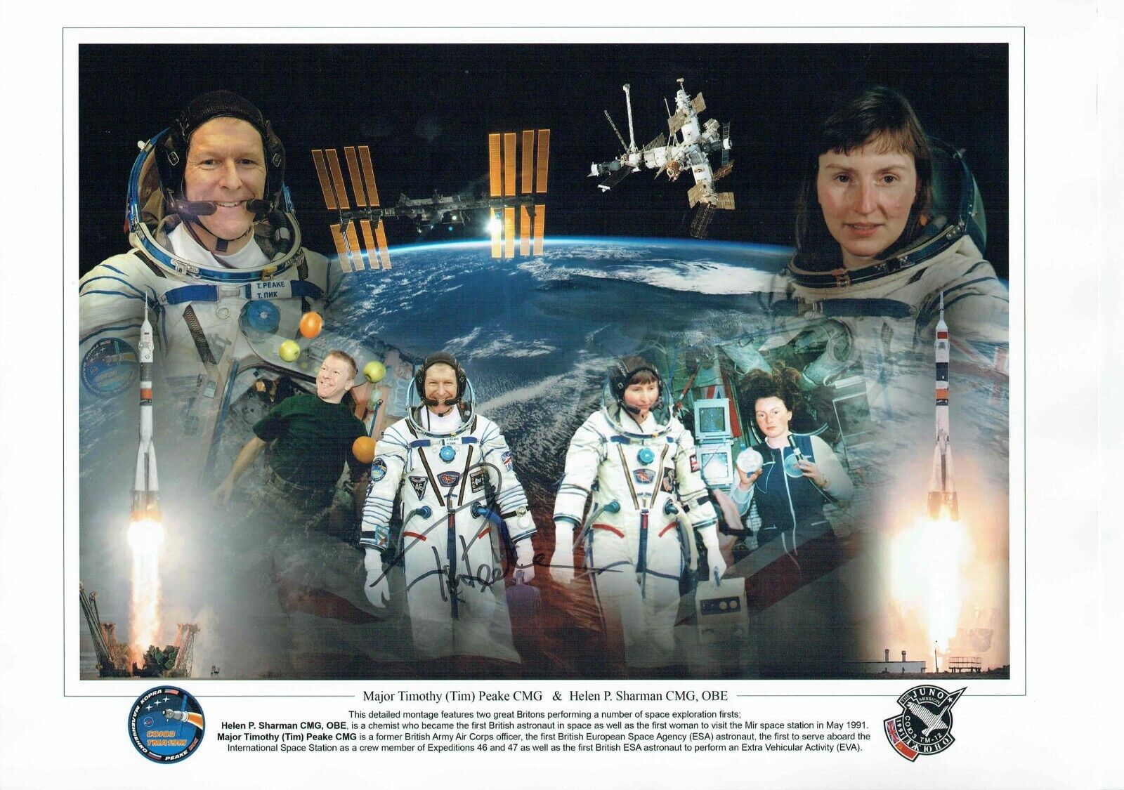 Tim PEAKE British Space Astronaut ESA Signed 16x12 Montage Photo Poster painting 1 AFTAL COA RD