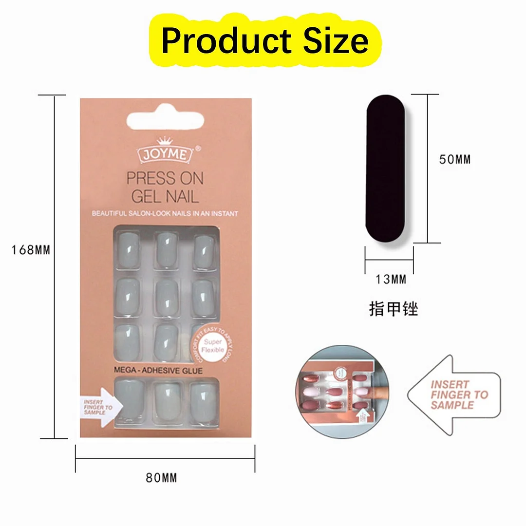 24Pcs Nails Art Fake Nail Tips False Press on Coffin with Glue Stick Designs Clear Display Short Set Full Cover Artificial Squar-Nail Inspo