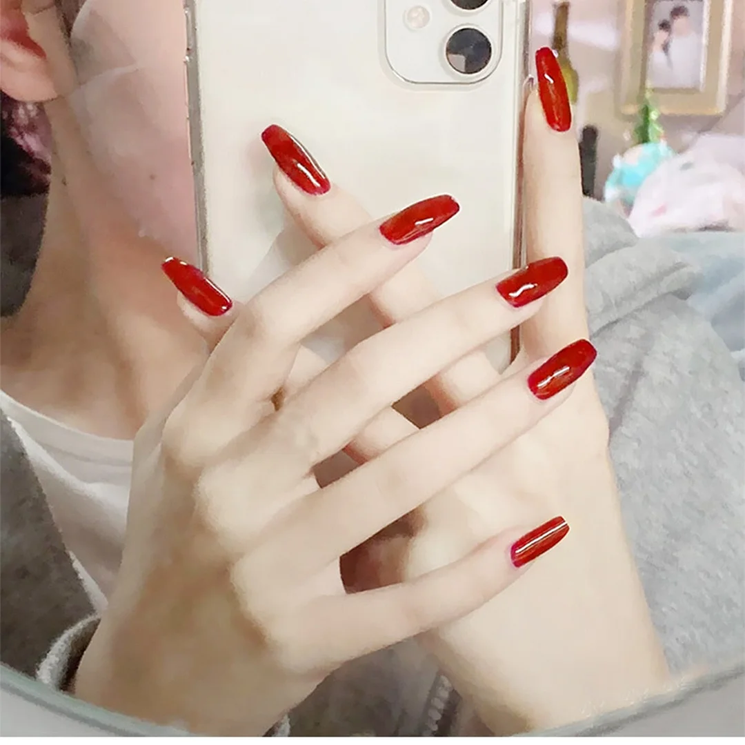 24Pcs Detachable French False Nails Ballerina Wearable Artificial Stiletto Fake Nails DIY Press Glue Full Cover Coffin Nail Tips