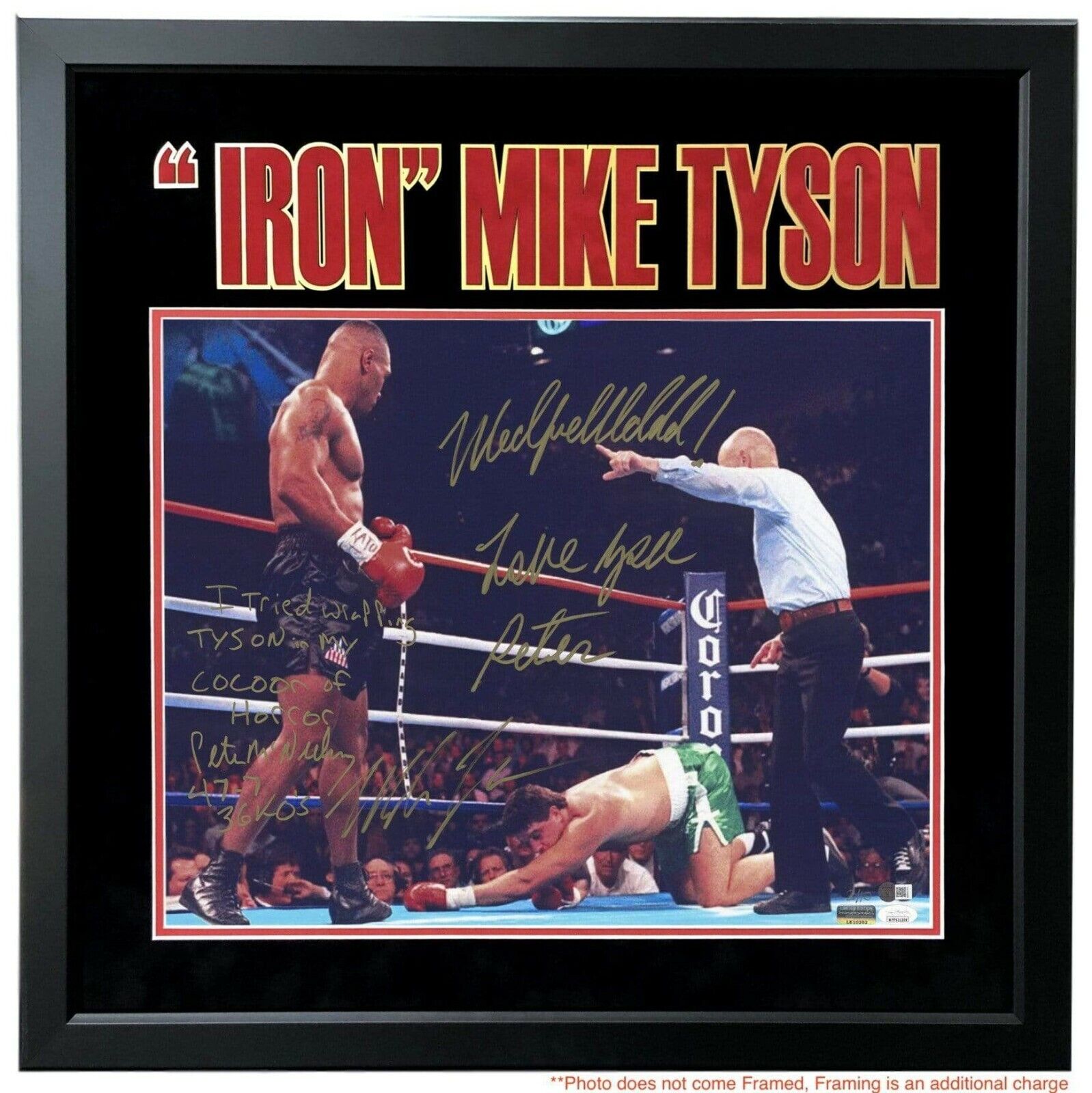 Mike Tyson Peter McNeeley Dual Signed Framed 16x20 Photo Poster painting #D/10 Inscribed JSA COA