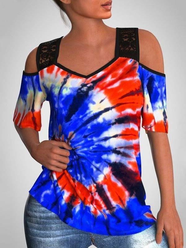 Women's V-neck Half Sleeve Short Sleeve Printed Tops