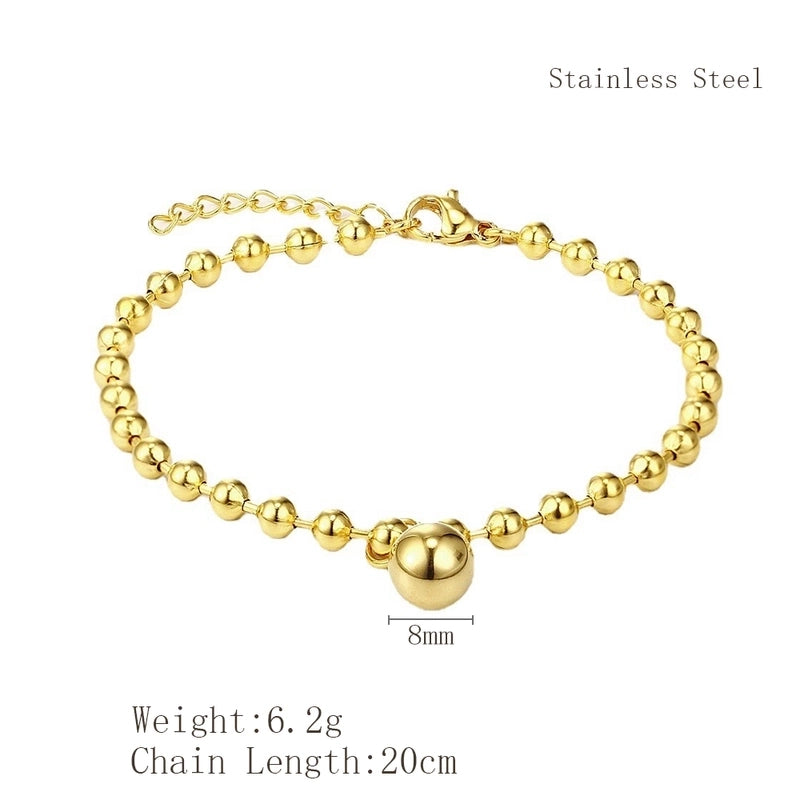 Elegant Round Heart Shape 304 Stainless Steel 18K Gold Plated Bracelets In Bulk