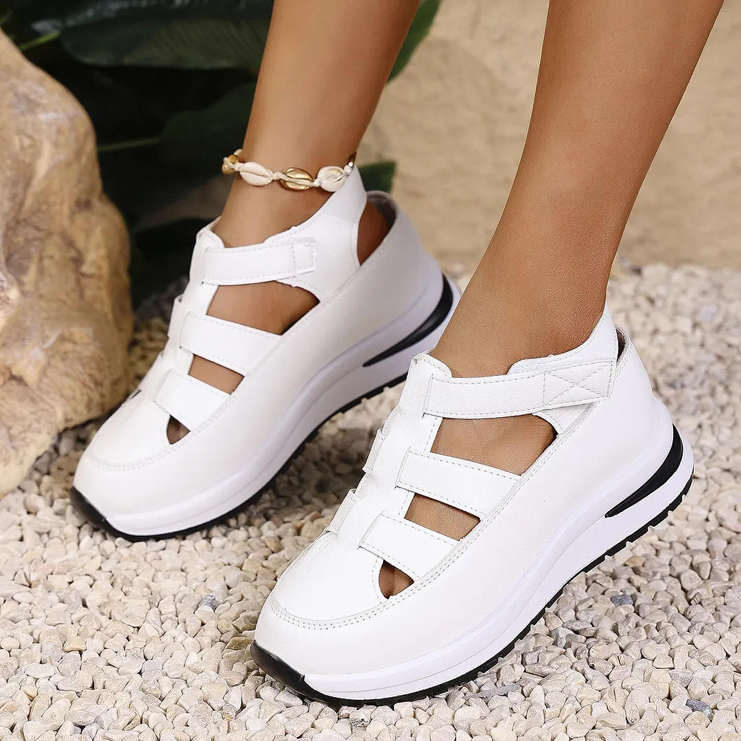 Breakj Breakj New Women's Thick Soles High Sandals Large-Size Hollow Round Head In High Sports Sandals