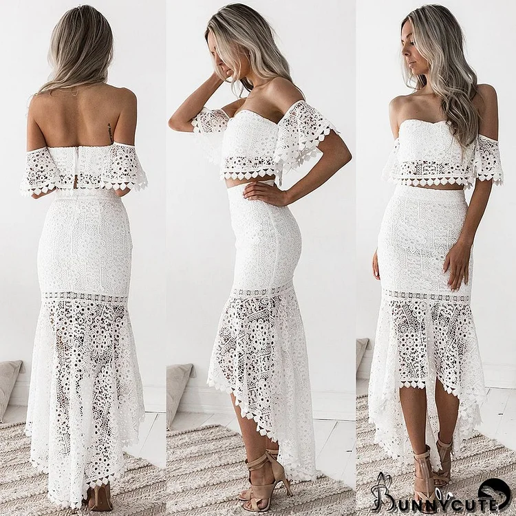 Dress lace Strapless Low Back Chic two-piece skirt set