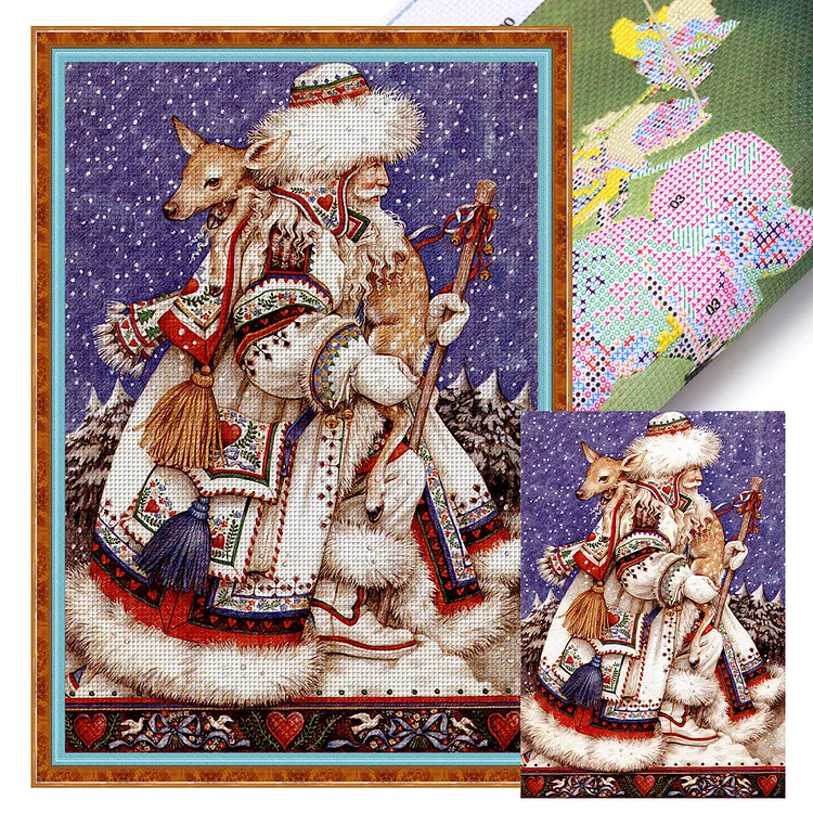 Santa Claus And Deer 11CT (50*70CM) Stamped Cross Stitch gbfke
