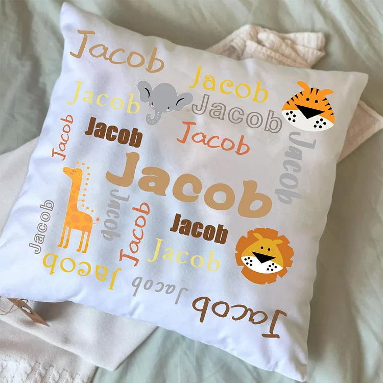 BlanketCute-Personalized Lovely Bedroom Animals Cushion with Your Kid's Name | 03
