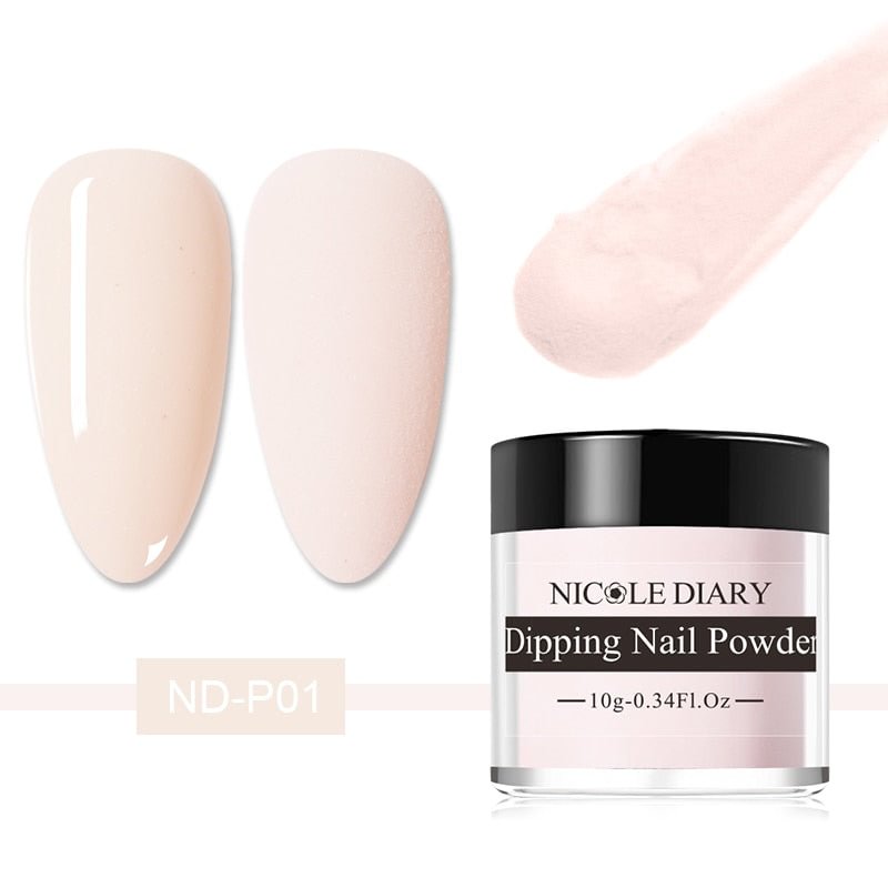 NICOLE DIARY Nude Series Dip Dipping Nail Art Glitter Colorful Polish Powder Chrome Without Lamp Cure Base Activator Liquid Dust